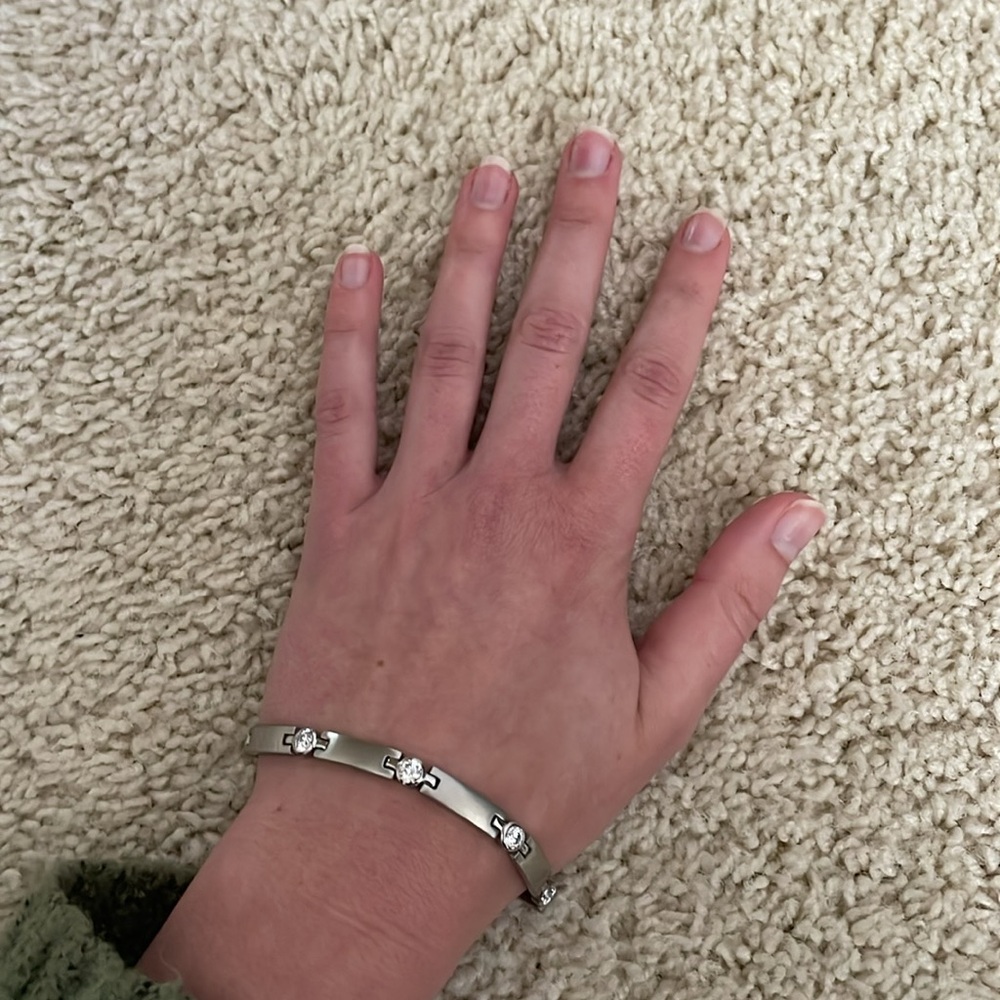Vintage 1990s Speidel Diamonique Stainless Steel Bracelet - Picture 8 of 13